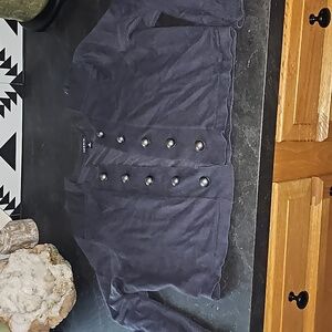 Torrid cropped military open button front dark purplish grey cardigan shrug 0 xl